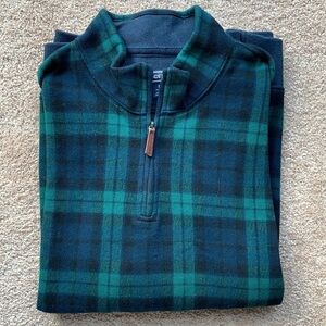 Lands End plaid quarter zip pullover